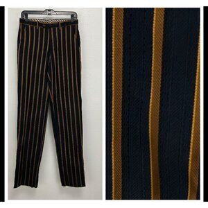 Etro Black and Gold Vertical Stripe Straight Leg Pants